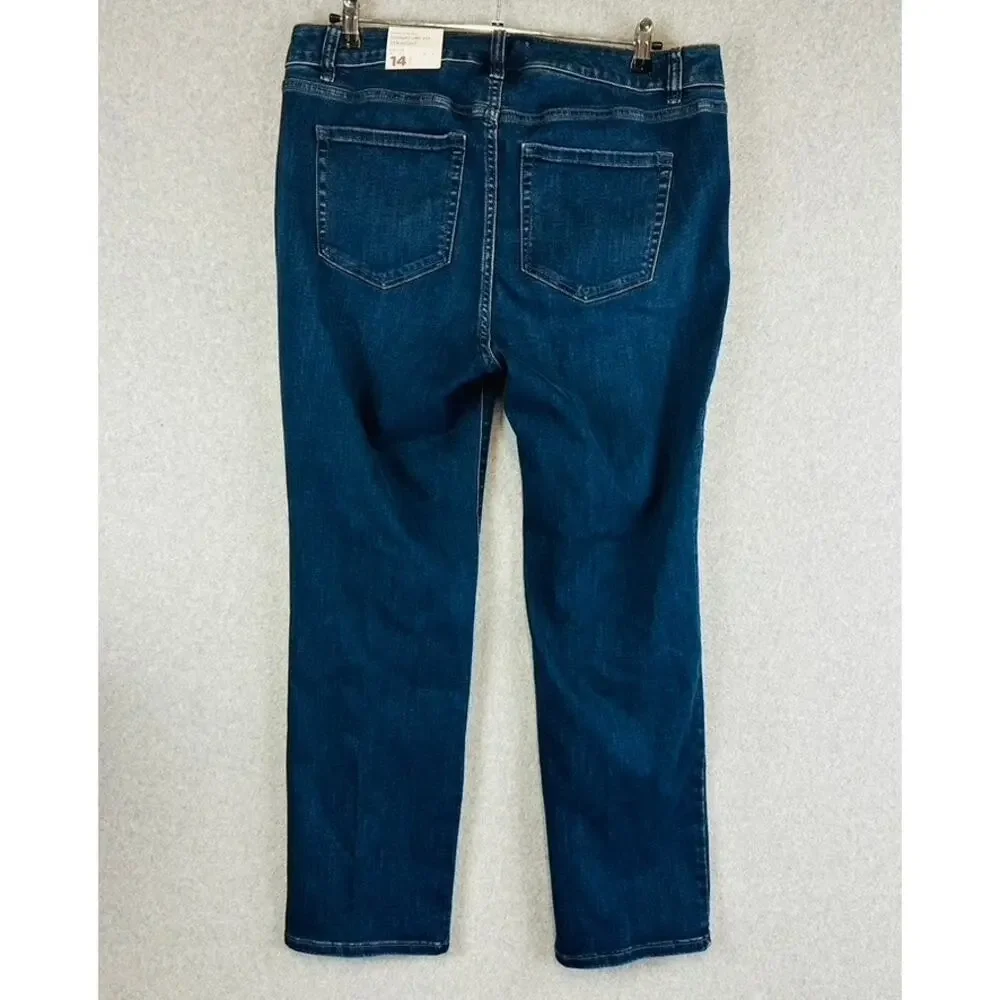 New Lane Bryant Womans 14 Short Jeans Straight Mid Rise Blue Stretch Pockets NWT